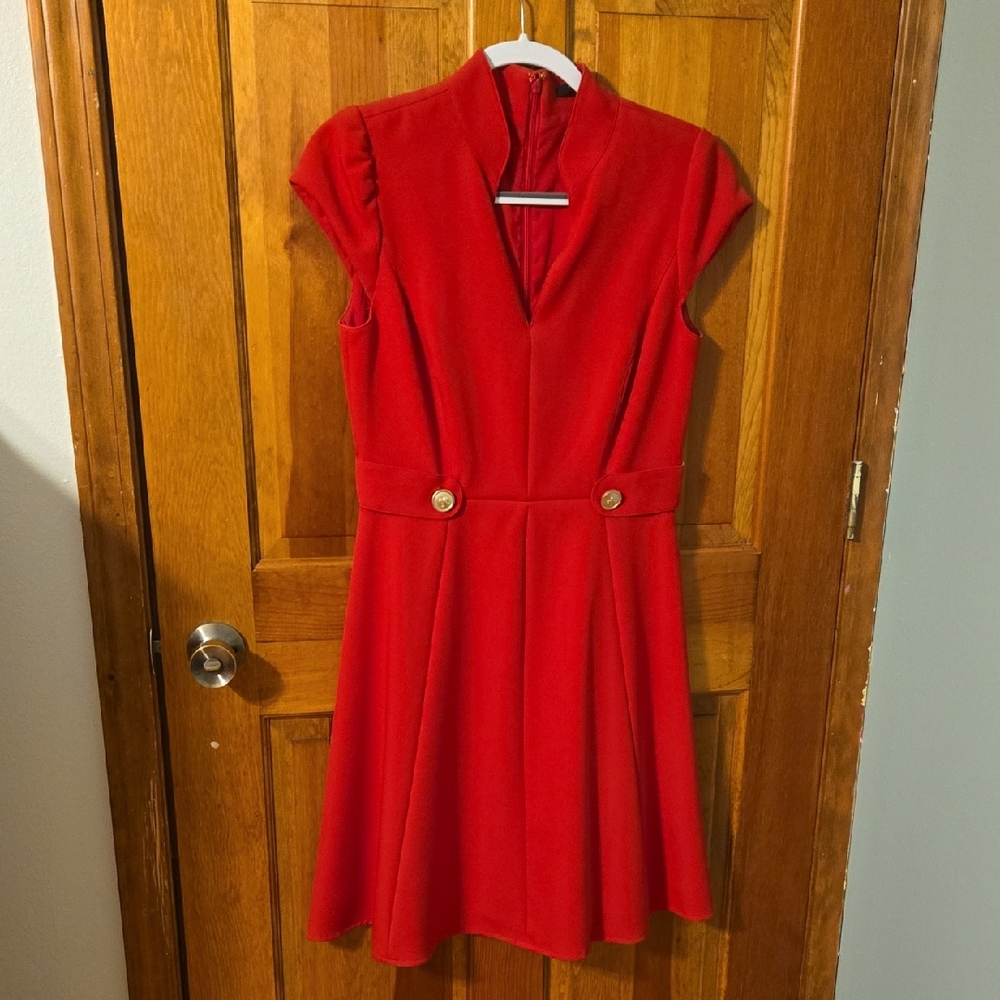 Alex Marie Vibrant Red Midi Dress